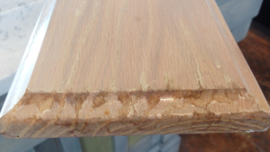 Flaking cabinet due to finish OKC builders prefer