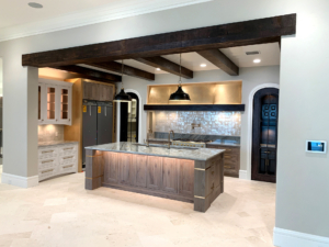 Brass panels incorporated into our custom cabinetry