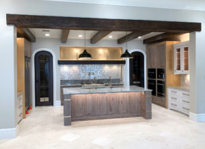 Brass panels incorporated into our custom cabinetry