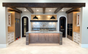 Brass panels incorporated into our custom cabinetry