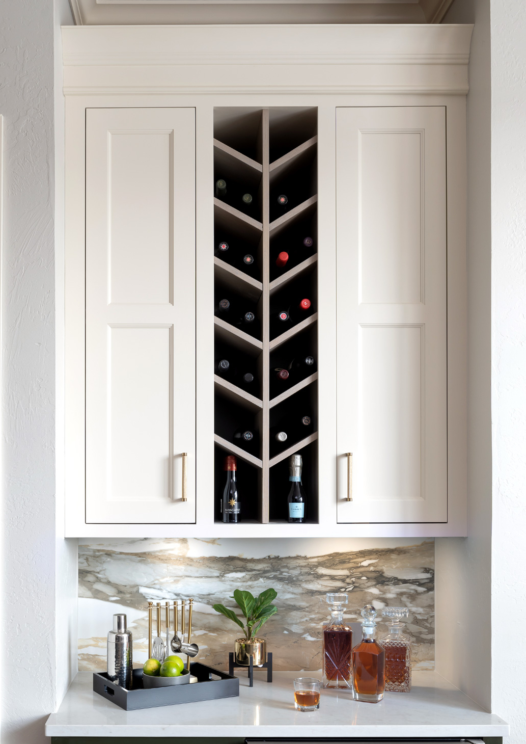 Three seperate sections of cabinetry custom built as one cabinet in this OKC kitchen remodel.