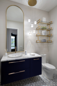 Pool bath with floating vanity