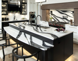 island with drop down countertop for seating
