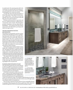 Custom Floating vanities in this bath remodel, designed and built by Edmond Kitchen and Bath, in the Kitchen and Bath Business magazine