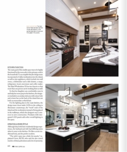 This black, white, and brown new construction Kitchen designed and built by Edmond Kitchen and Bath featured in the National Kitchen and Bath Business magazine.