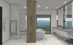Contemporary Master Bath Design Render by EKB Home