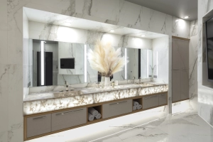 Backlit floating vanity