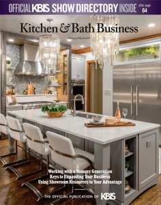 Kitchen remodel, designed and built by Edmond Kitchen and Bath, on the cover of the National Kitchen and Bath magazine at the Kitchen and Bath Industry Show in Las Vegas.