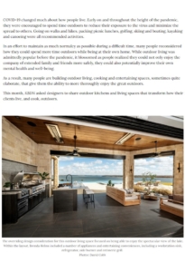 Patio kitchen with custom cabinetry overlooking Lake Kaw in Oklahoma.