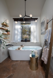 Freestanding tub replaced builders built in when we redesigned this bathroom