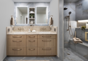 Beautiful Bathroom Remodel with Custom Cabinetry and Walk-in Shower