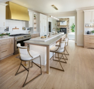 Remodeled high end kitchen with custom cabinets and island