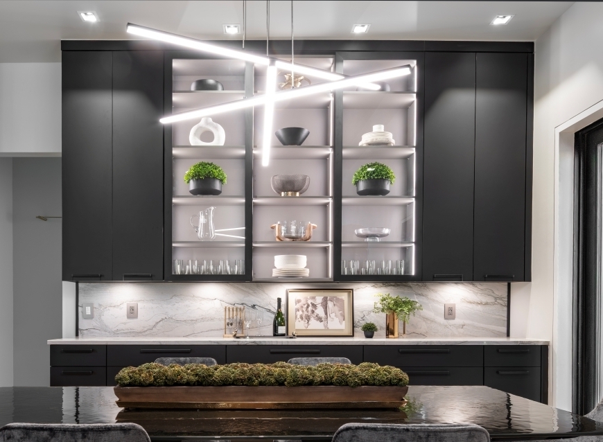 Modern Kitchen Breakfast Buffet Custom cabinetry designed and built for this new construction Oklahoma home