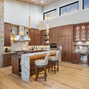 walnut kitchen in mountain modern home