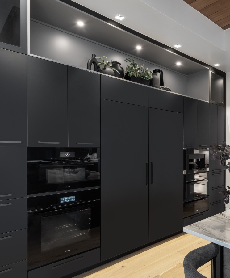 Modern Kitchen Design with matte black cabinetry for this new construction build in Northern Oklahoma