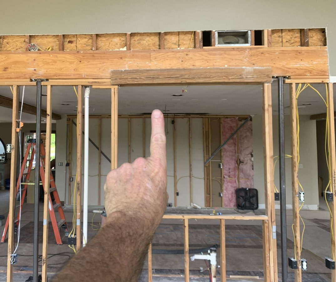 Asking a question on this whole house remodel Framing plans being reviewed with the team after drywall removed