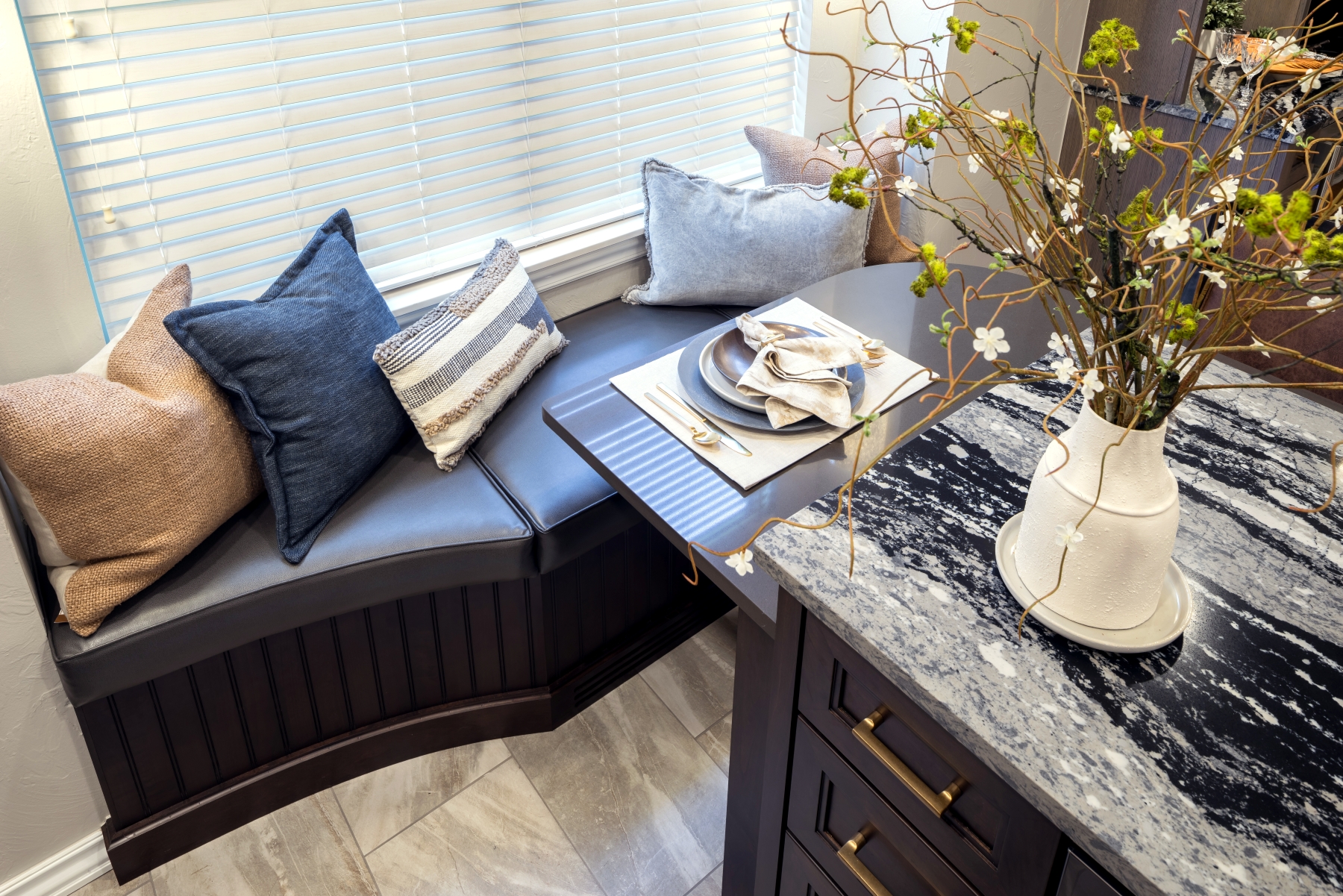 OKC-kitchen-remodel-banquette-seating Custom banquette seating in a West Oklahoma City kitchen remodel