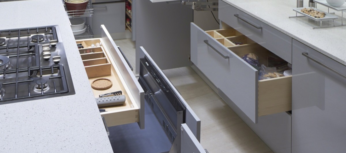 INterior storage accessories improve kitchen function in this Norman OK kitchen Remodel